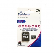Muistikortti Micro SDHC, 4GB,Class 10, 15/10 MB/s, MediaRange